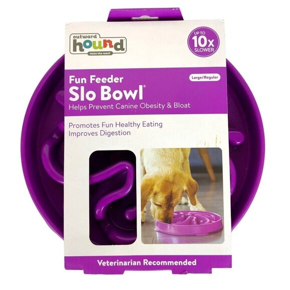 Outward Hound Fun Feeder Slo Bowl Large/Regular Purple Non-Slip Base - Picture 1 of 2